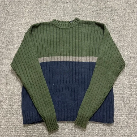 VTG Gap Pullover Knitted Sweater Men's L Multi-color Cotton Blend Y2K Thrashed - Picture 1 of 11